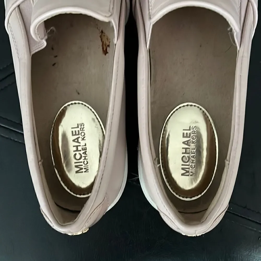 EUC WOMEN’S MICHAEL KORS TRENT SOFT PINK LEATHER SLIP ON SHOES SIZE 10